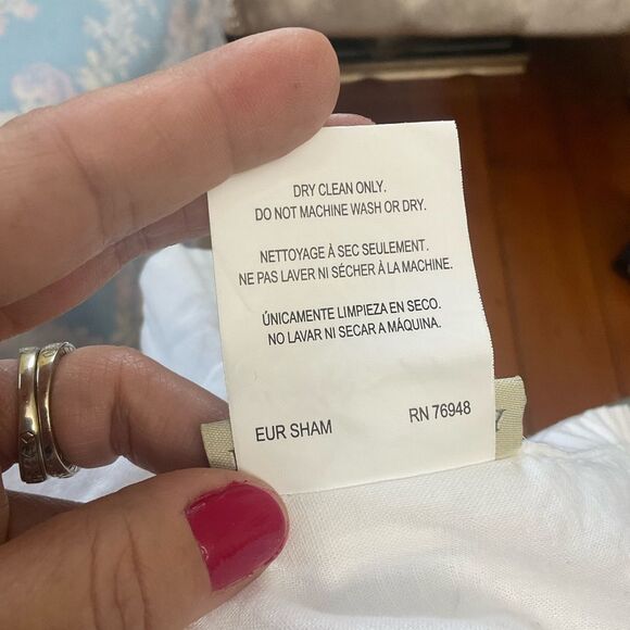 *LauraAshley* Set of 2 Linen Cotton Rayon Embroidered Euro Pillow Shams - Picture 4 of 5